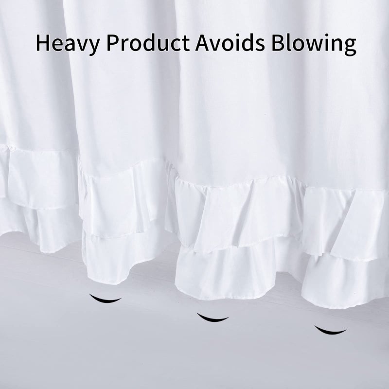 YOSTEV White Ruffle Shower Curtain Farmhouse Fabric Cloth Shower Curtains for Bathroom,Standard Size 72x72 Inches - Image 5